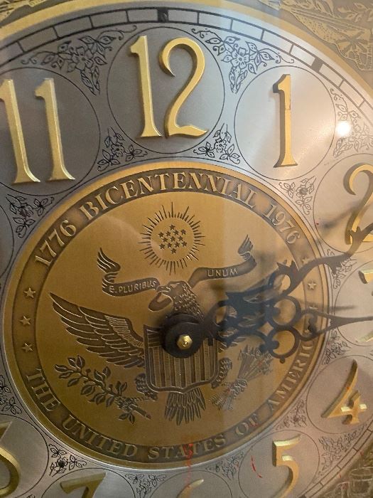 Bicentennial 1776 to 1976 clock face with eagle