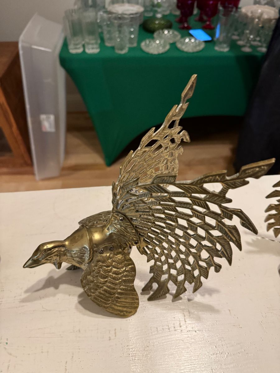 Brass peacock sculpture