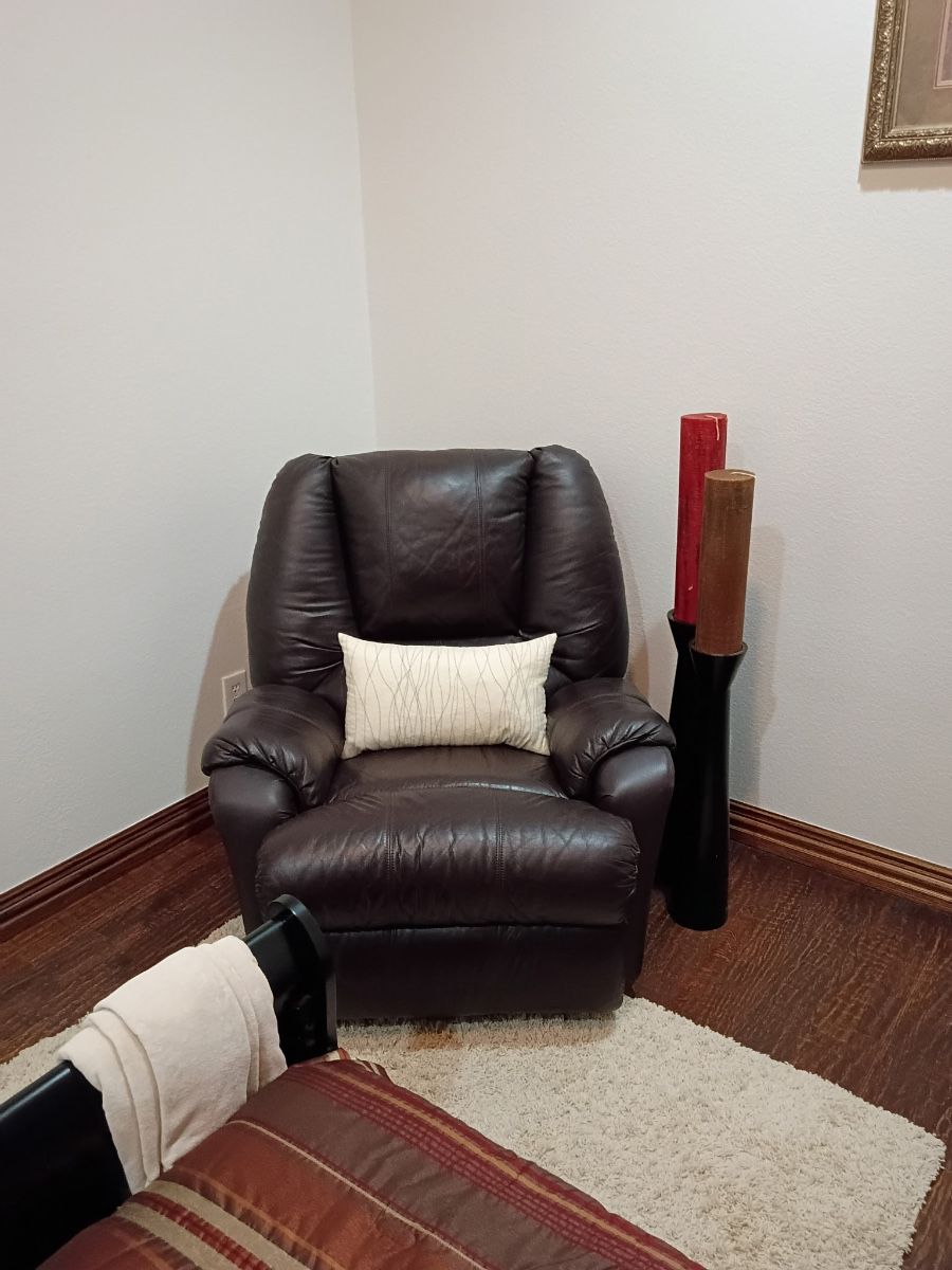 Brown leather recliner