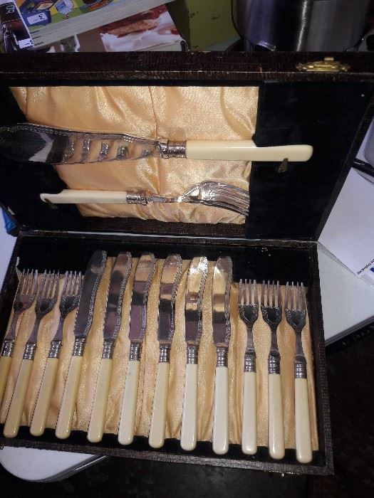Cased set of fish knives and forks