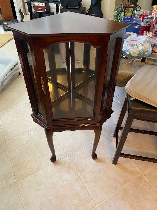 Cherry corner curio cabinet