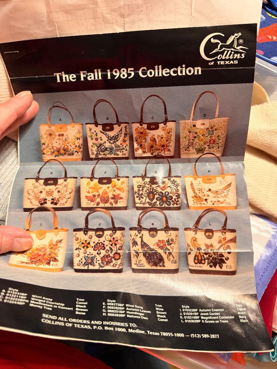 Collins of Texas Fall 1985 handbag collection catalog