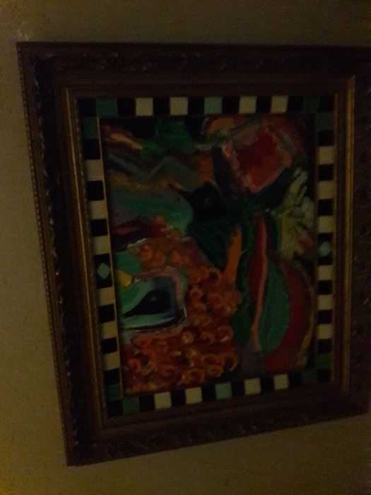Colorful framed abstract painting