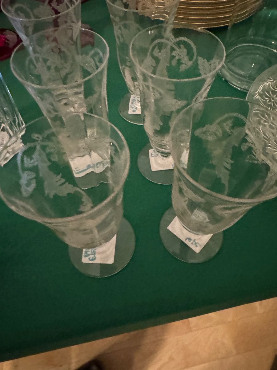 Etched crystal stemware