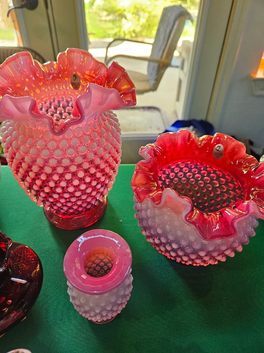 Fenton cranberry hobnail glass