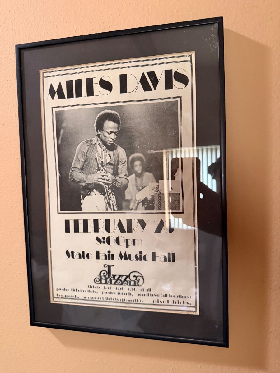 Framed Miles Davis concert poster