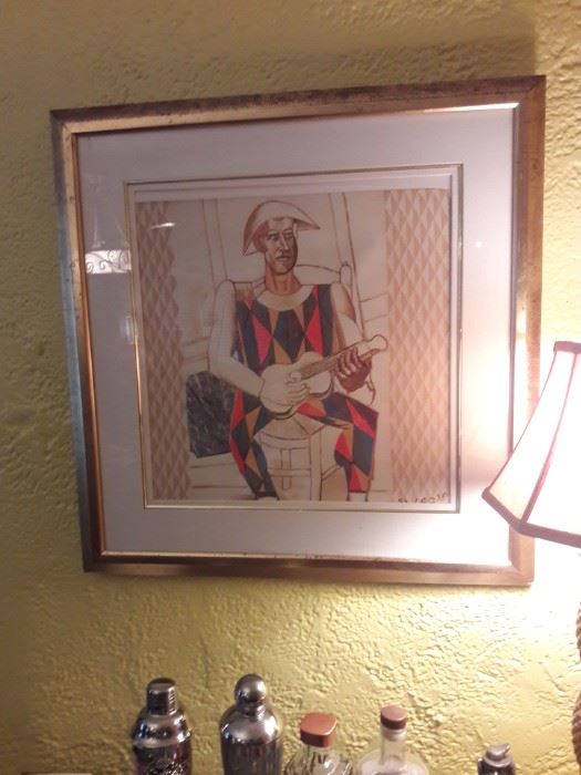 Framed Picasso harlequin print