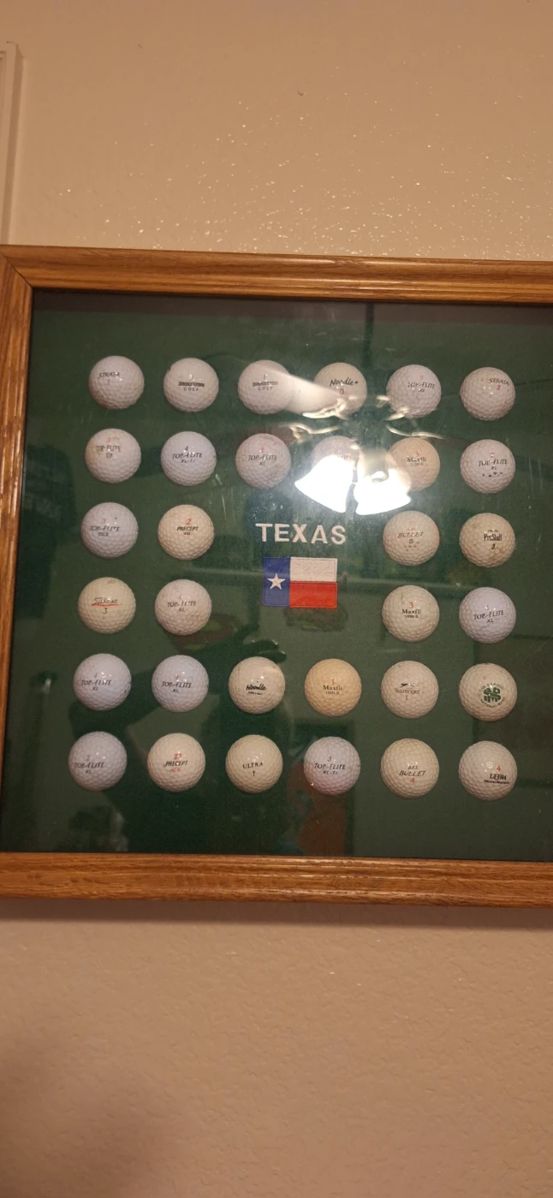 Framed Texas golf ball display