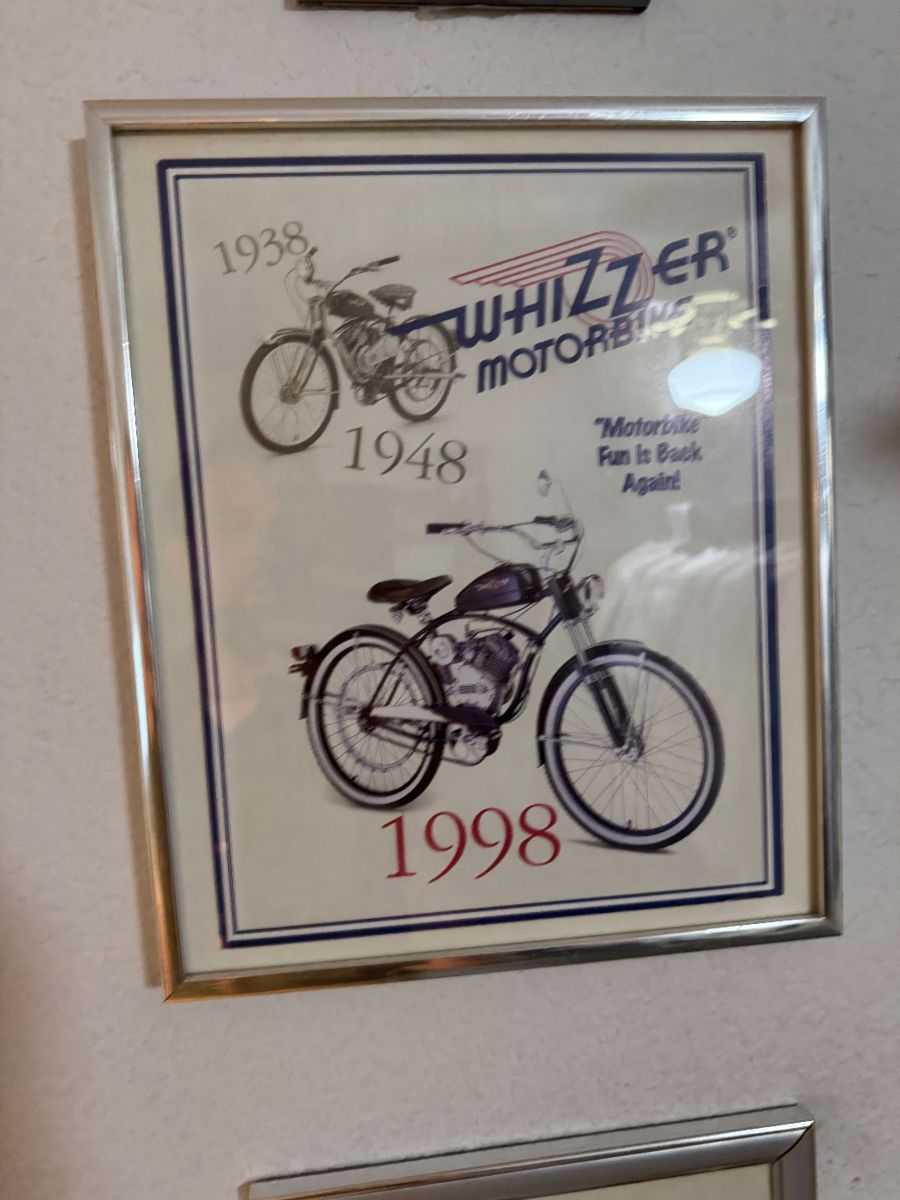 Framed Whizzer motorbike print