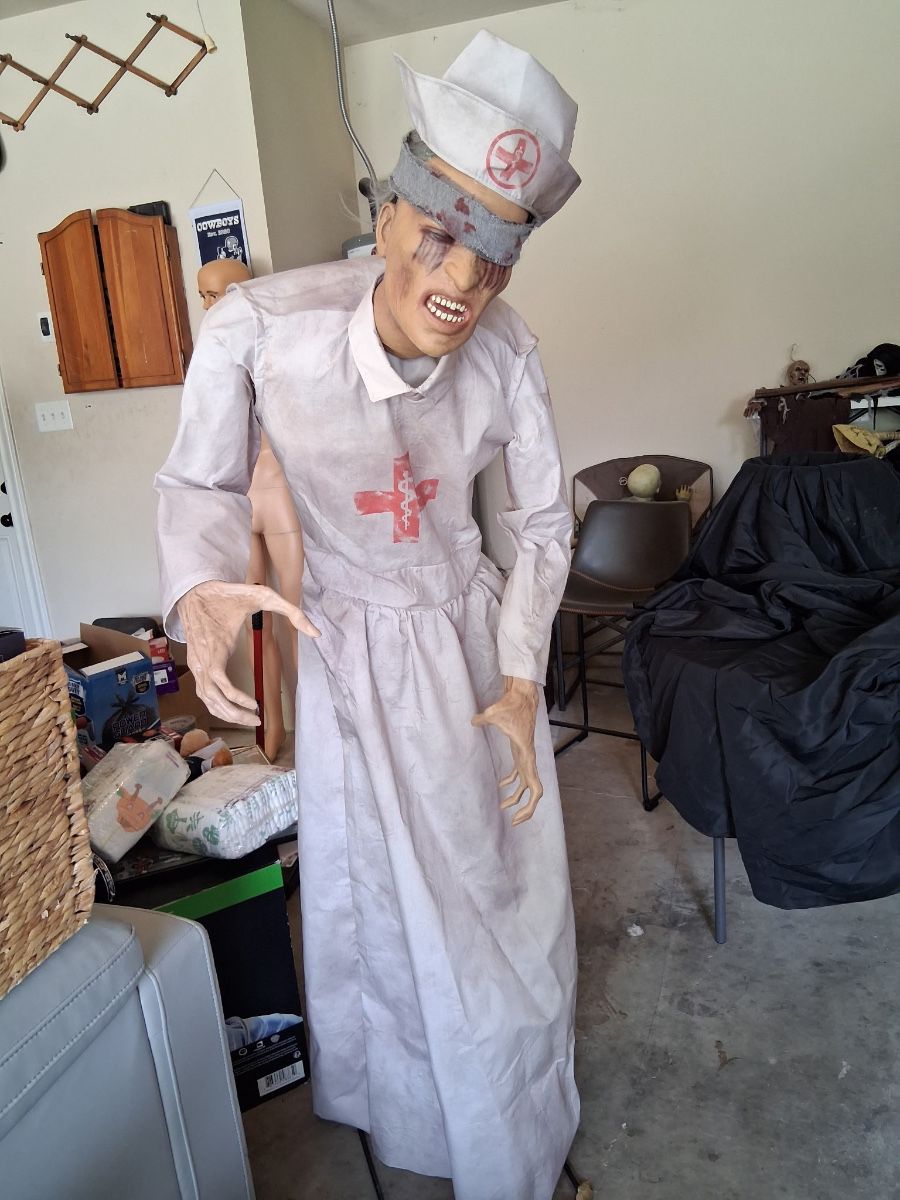 Full size animatronic zombie nurse Halloween prop
