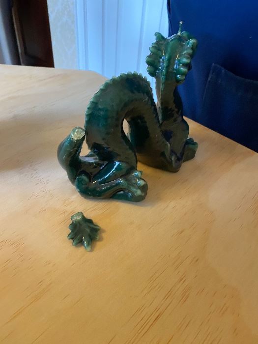 Green ceramic dragon figurine
