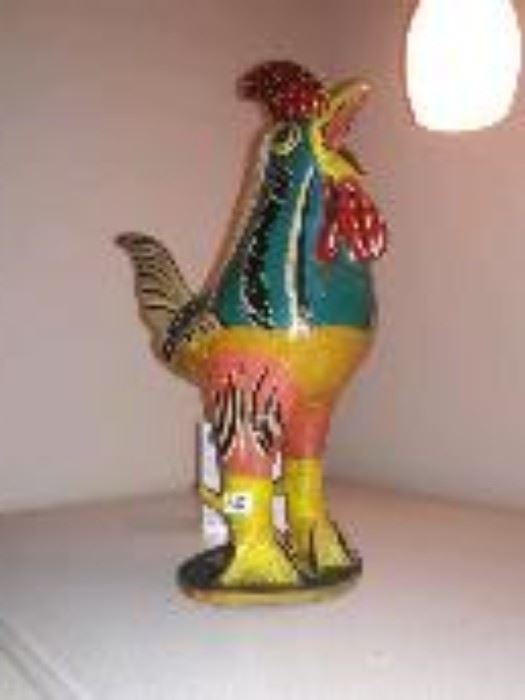 Hand-painted ceramic rooster figure