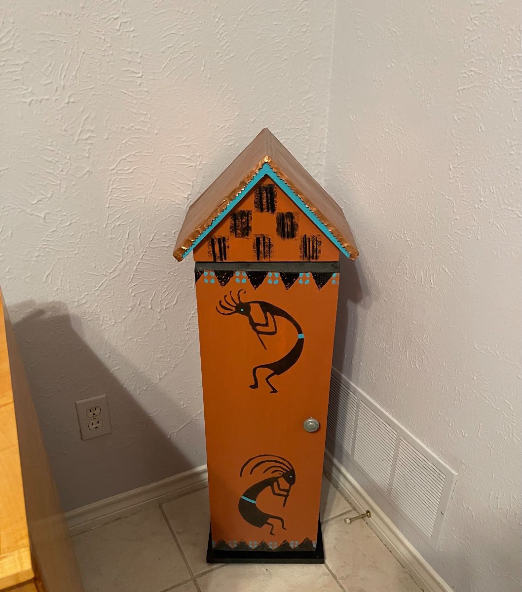 Kokopelli painted cabinet at a Lake Highlands estate sale
