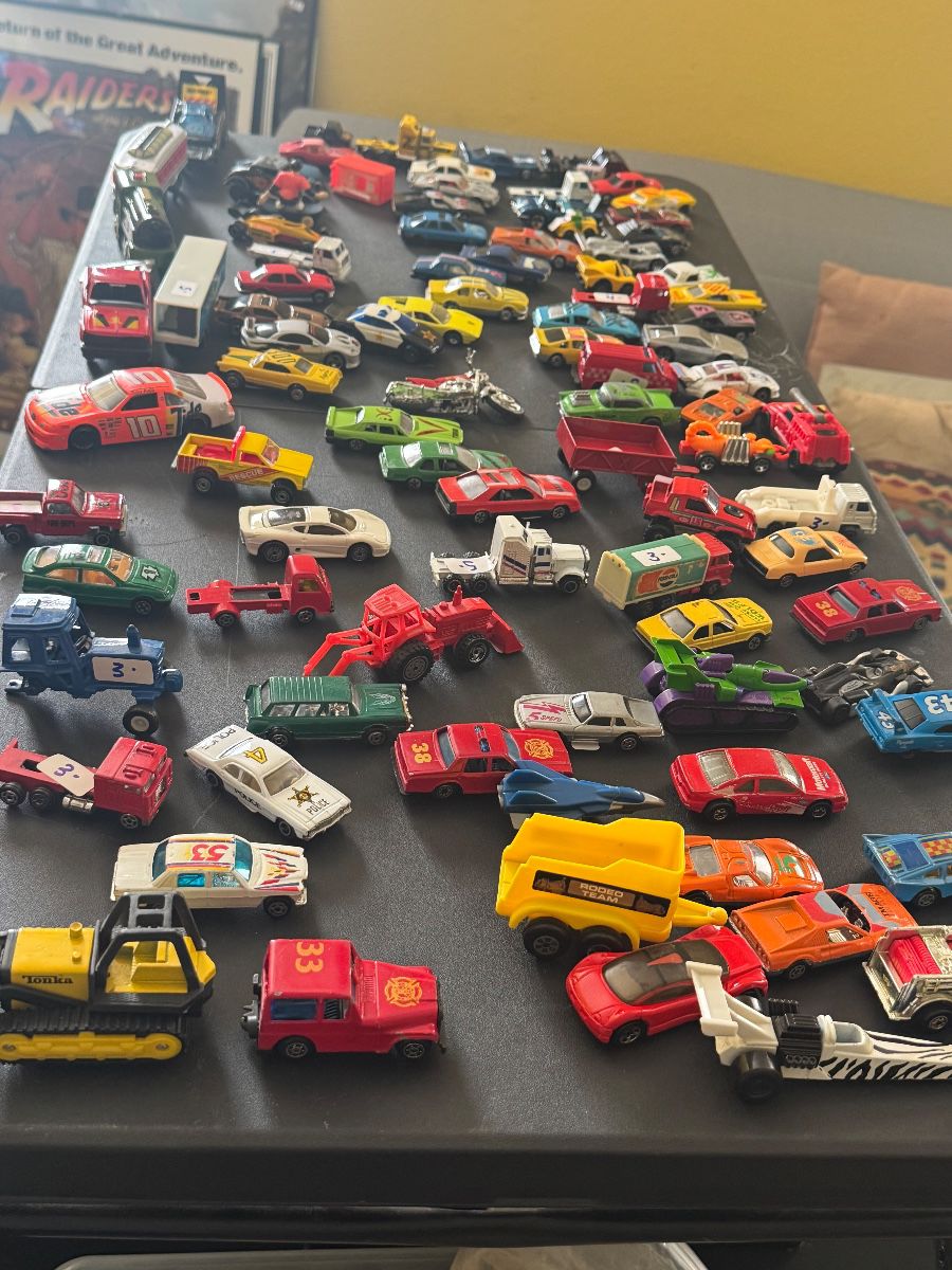 Large collection of vintage die-cast toy cars and trucks