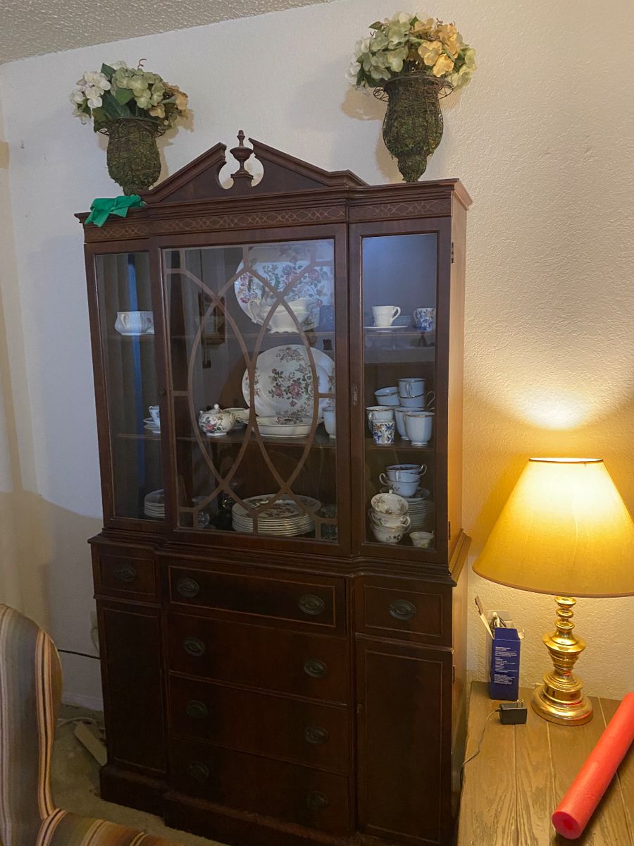 Mahogany breakfront china cabinet