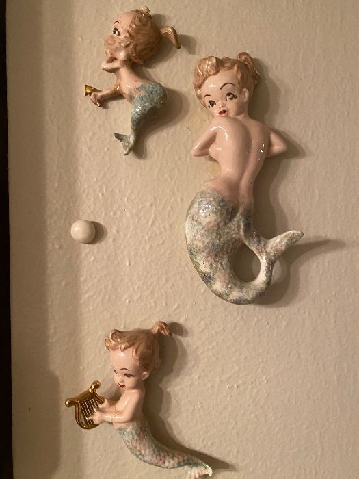 Mid-century mermaid wall plaques