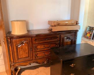 Ornate carved wood buffet sideboard