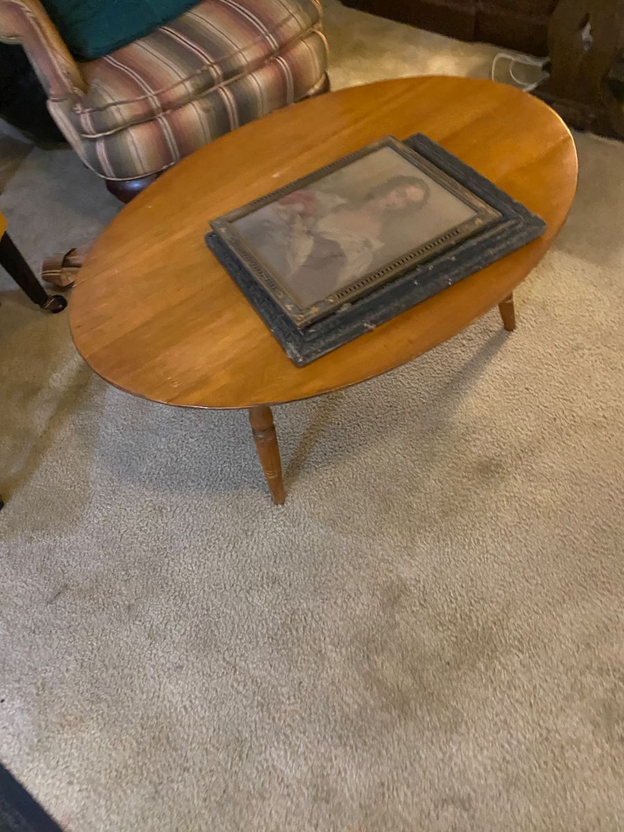 Oval wooden coffee table