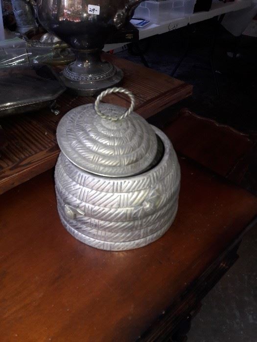 Pewter beehive jar at a Dallas estate sale