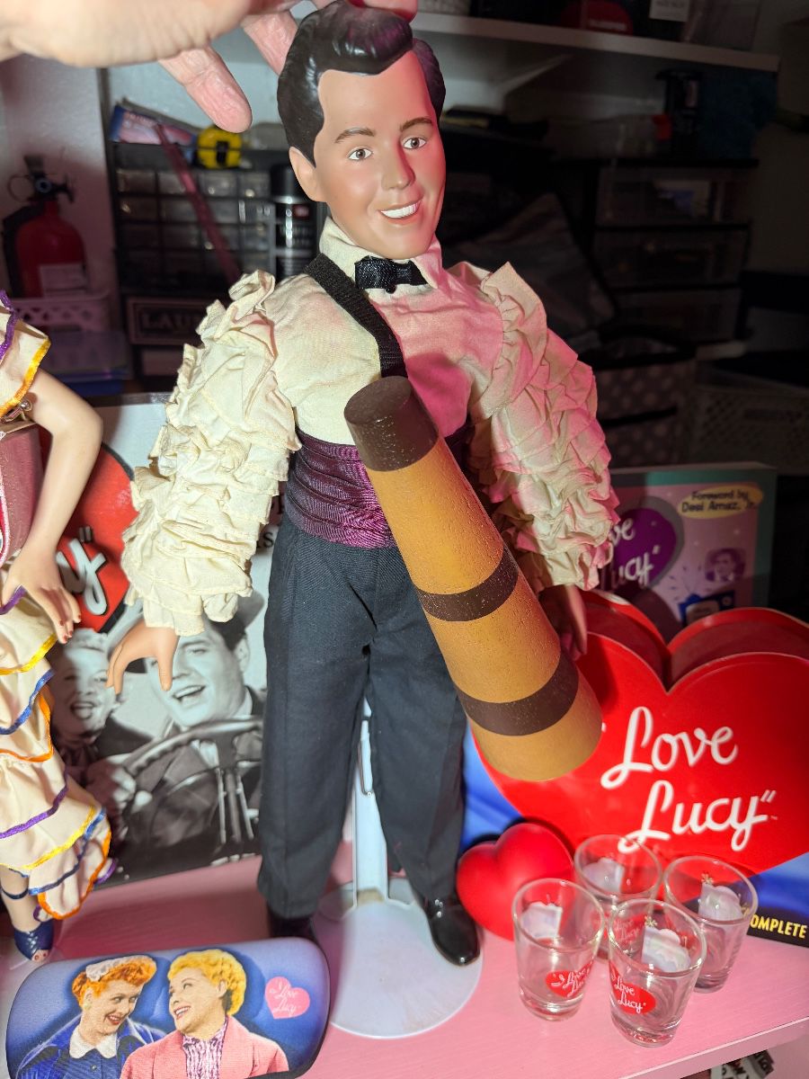 Ricky Ricardo collector doll with I Love Lucy memorabilia