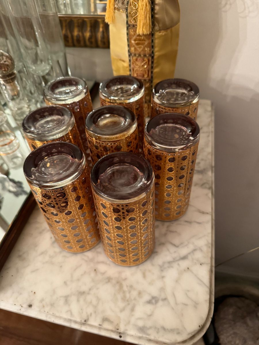 Set of gold mid-century cocktail glasses