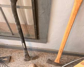 Sledgehammer and axe yard tools