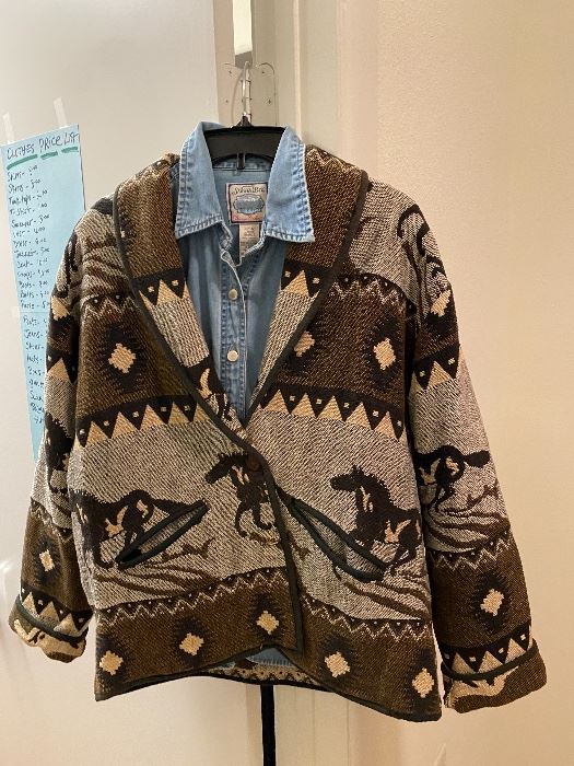 Southwestern tapestry jacket with horses