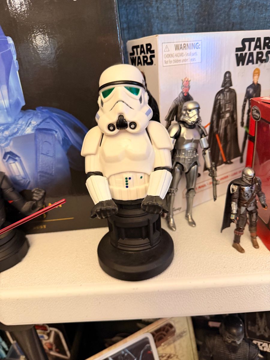 Stormtrooper bust with Star Wars action figures
