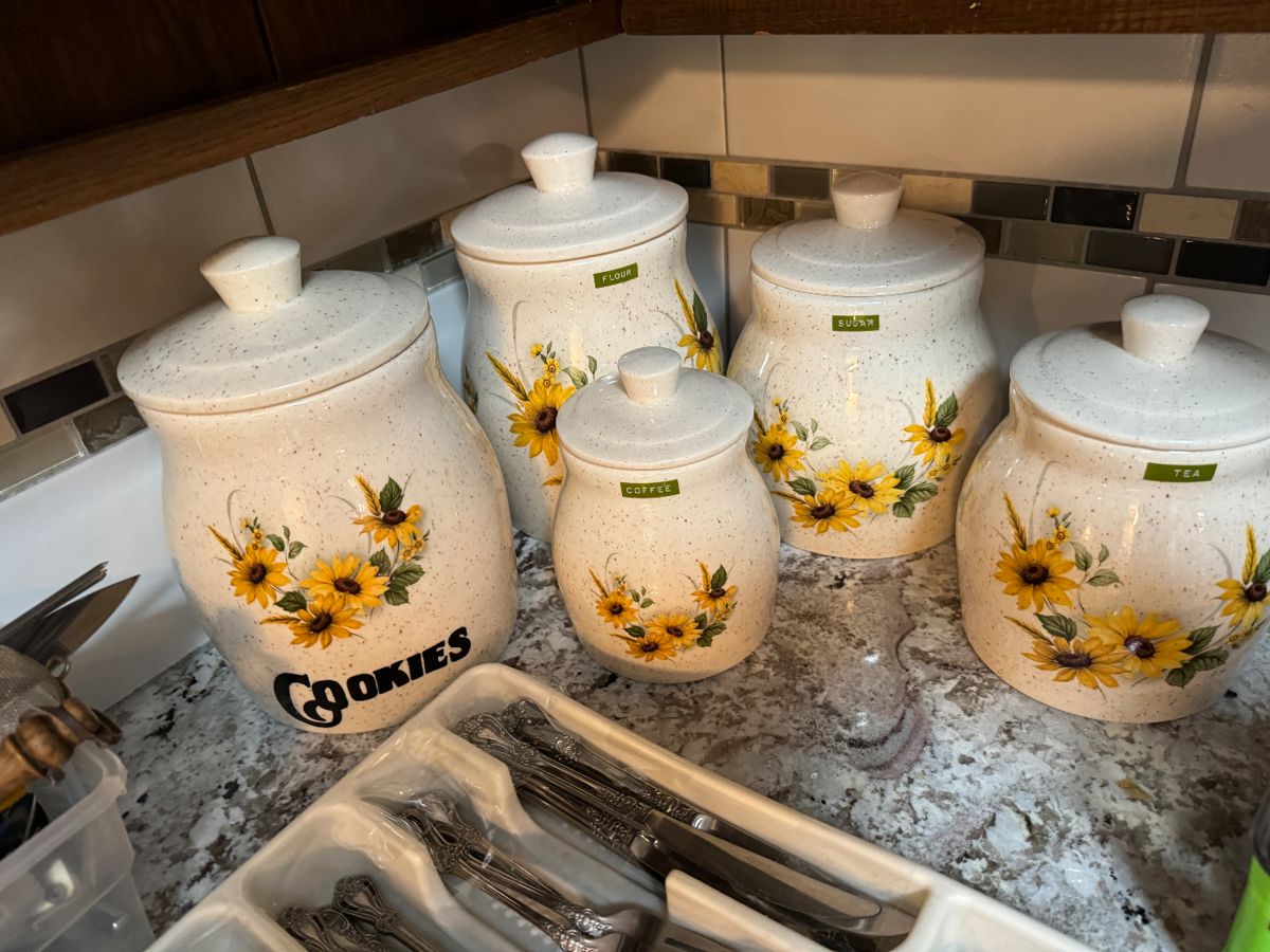 Sunflower ceramic canister set