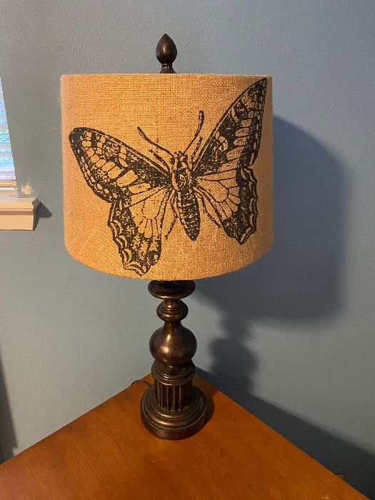 Table lamp with butterfly print shade