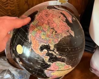 Vintage black ocean world globe