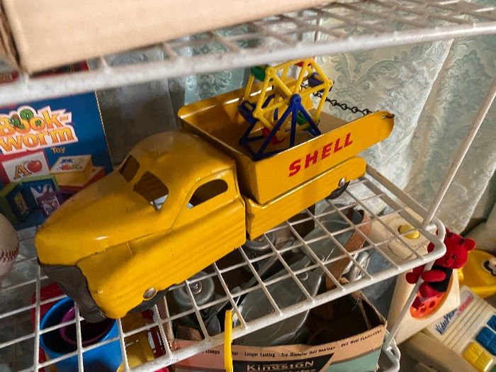 Vintage yellow Shell toy dump truck