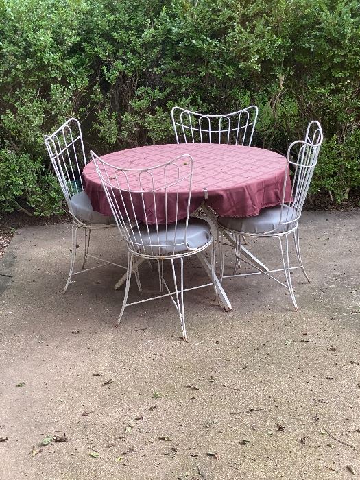 White wire patio table and chairs